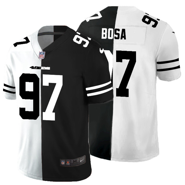 Men's San Francisco 49ers #97 Nick Bosa Black & White NFL Split Limited Stitched Jersey